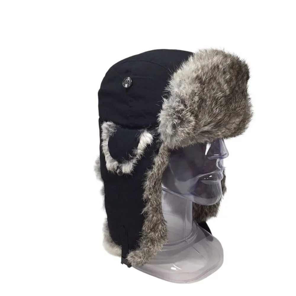 American Classics Real Rabbit Fur Trapper Hat Ear Flaps Insulated Sz M Aviator